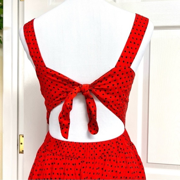 Y2K Forever 21 Vintage red dots boho tie back swing dress women’s size S barbie - Picture 5 of 7